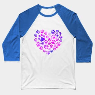 Paw Prints Heart Baseball T-Shirt